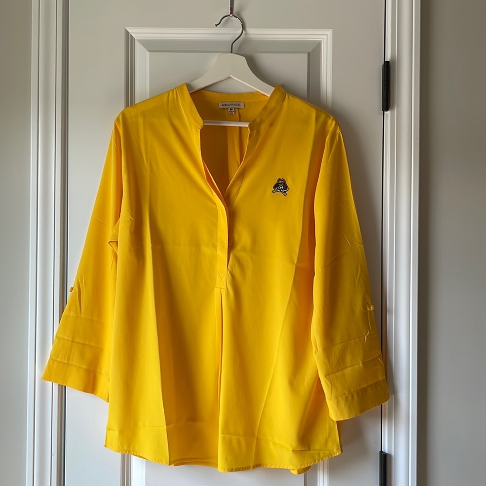 UG Apparel East Carolina Pirates Womens Yellow Button Down Tunic Top M Worn Once